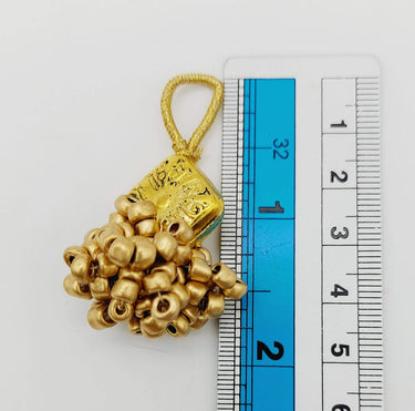 Gold Engraved Diamond Charm With Flatback, Beaded Tassels Latkan, Indian Latkans